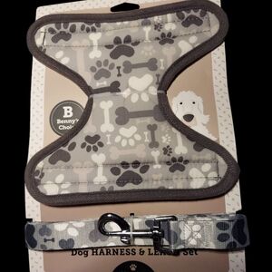 Benny's Choice Gray Dog Harness & Leash Set NWOT Size Medium